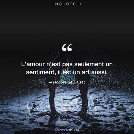 Image d'Unsplash remixée avec citation de Honoré de Balzac.