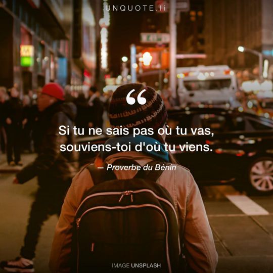 Image d'Unsplash remixée avec Proverbe du Bénin.