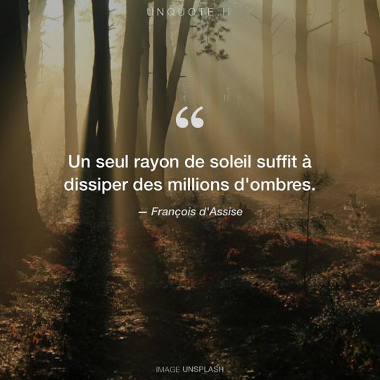 Image d'Unsplash remixée avec citation de François d'Assise.