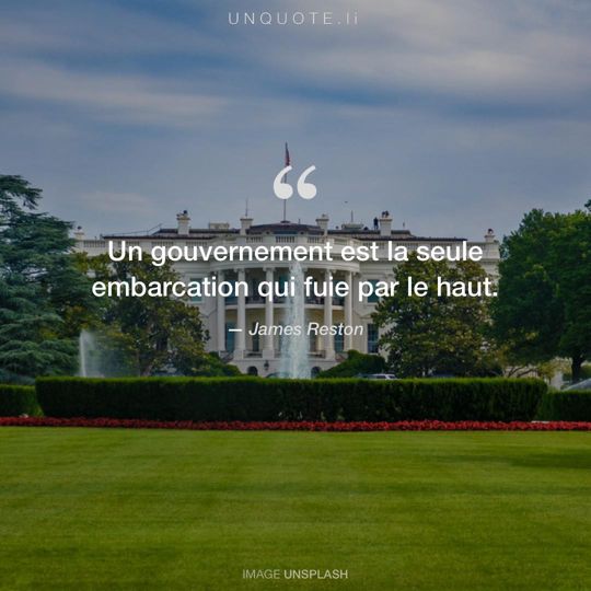 Image d'Unsplash remixée avec citation de James Reston.