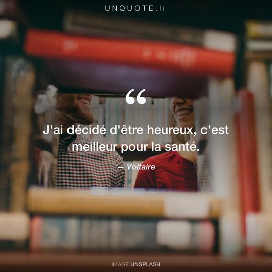 Image d'Unsplash remixée avec citation de Voltaire.