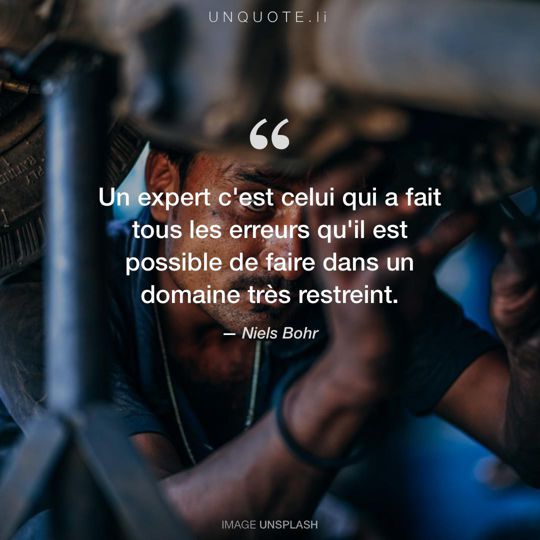 Image d'Unsplash remixée avec citation de Niels Bohr.