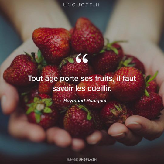 Image d'Unsplash remixée avec citation de Raymond Radiguet.