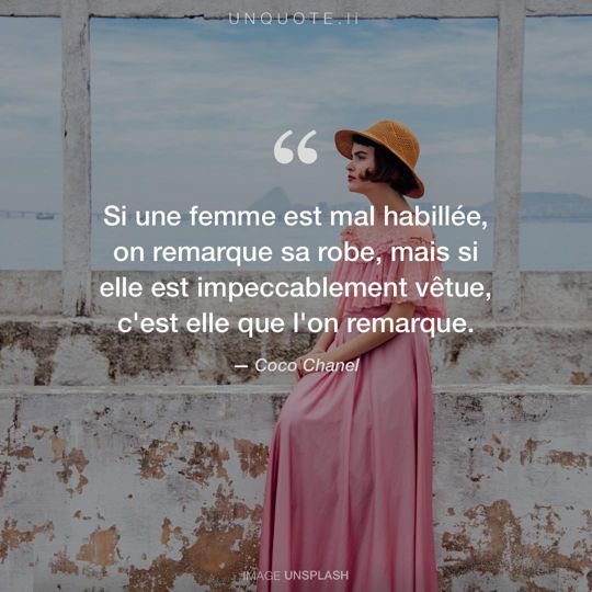 Image d'Unsplash remixée avec citation de Coco Chanel.