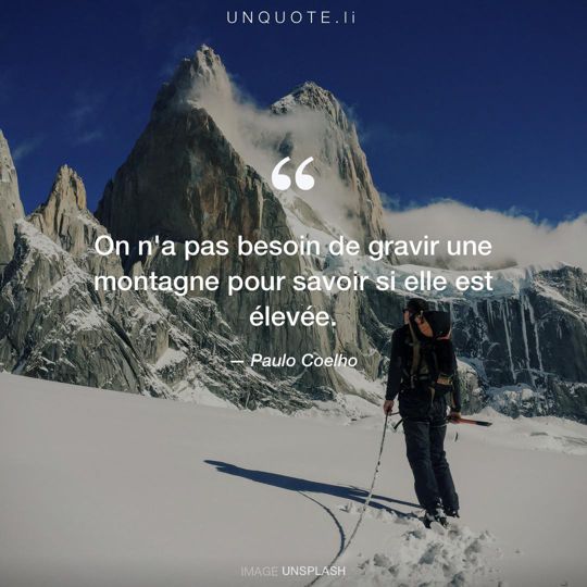 Image d'Unsplash remixée avec citation de Paulo Coelho.