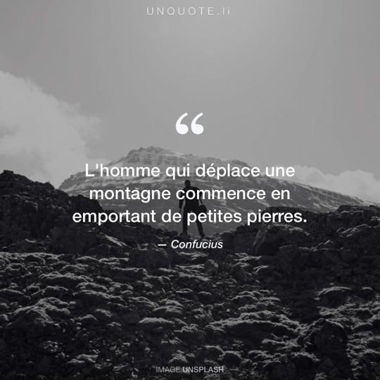 Image d'Unsplash remixée avec citation de Confucius.