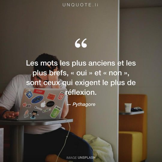 Image d'Unsplash remixée avec citation de Pythagore.