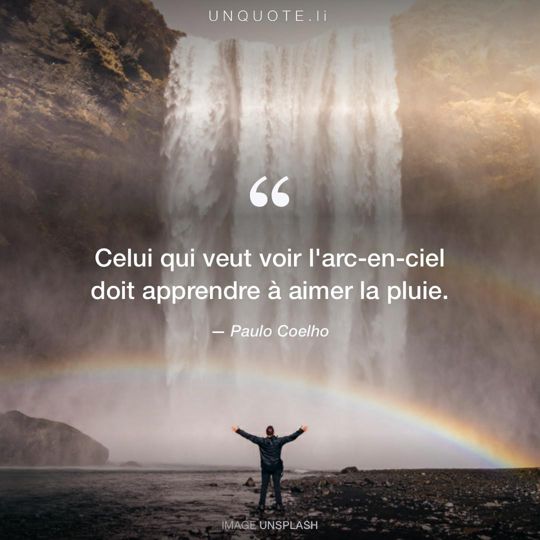 Image d'Unsplash remixée avec citation de Paulo Coelho.