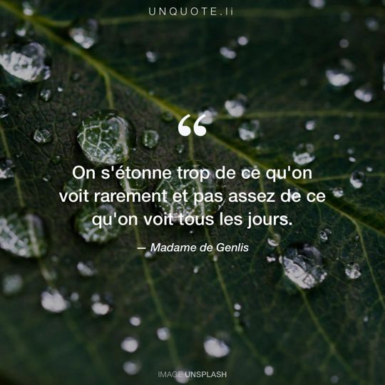 Image d'Unsplash remixée avec citation de Madame de Genlis.