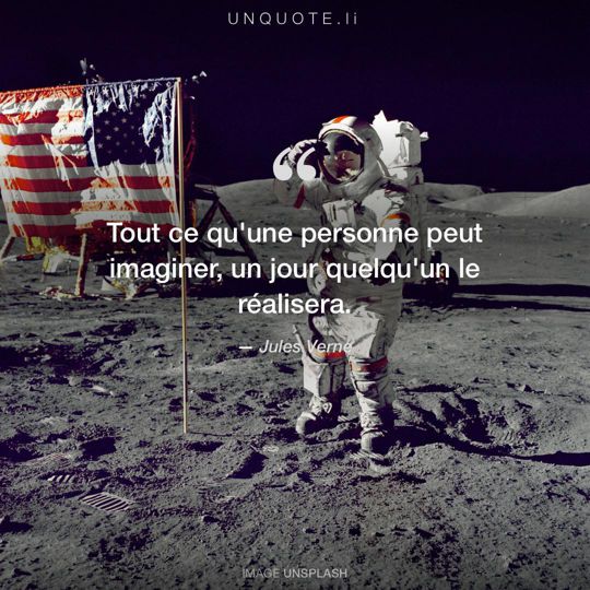 Image d'Unsplash remixée avec citation de Jules Verne.