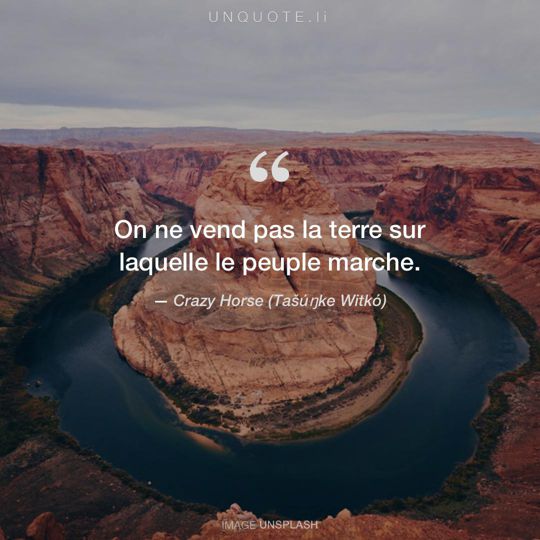 Image d'Unsplash remixée avec citation de Crazy Horse (Tašúŋke Witkó).