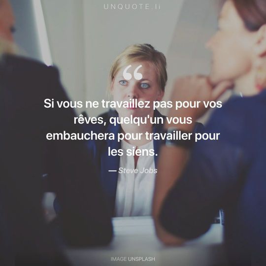 Image d'Unsplash remixée avec citation de Steve Jobs.