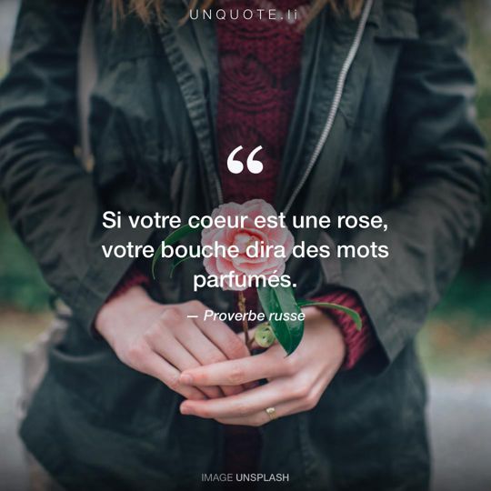 Image d'Unsplash remixée avec Proverbe russe.