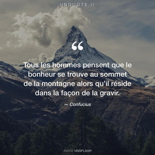 Image d'Unsplash remixée avec citation de Confucius.