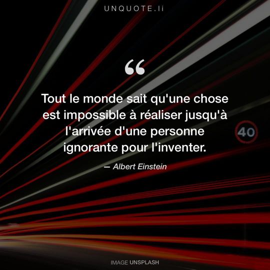 Image d'Unsplash remixée avec citation de Albert Einstein.