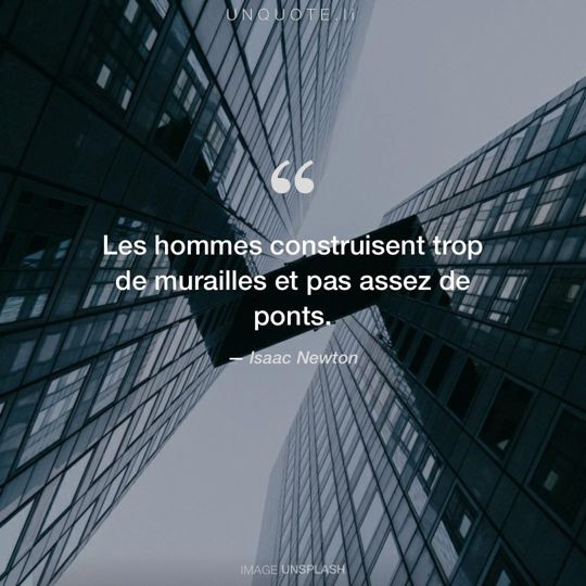 Image d'Unsplash remixée avec citation de Isaac Newton.