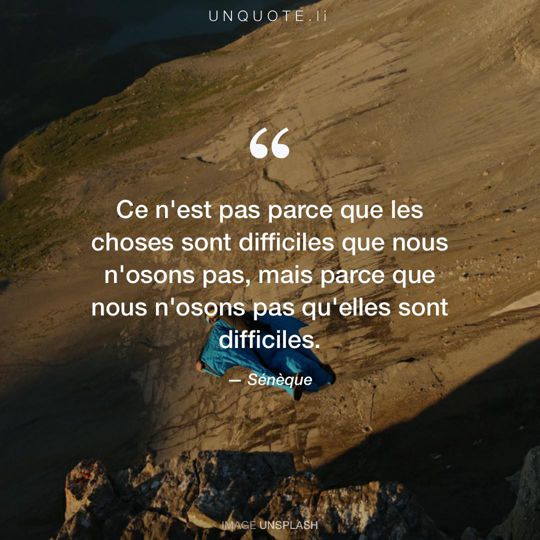 Image d'Unsplash remixée avec citation de Sénèque.