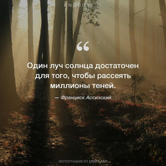 Фотографии от Unsplash цитата: Франциск Ассизский.